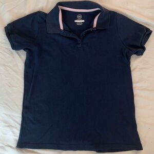 NWT Wonder Nation Girls School Uniform Polo Shirt Navy Size Junior 11/13 Large
